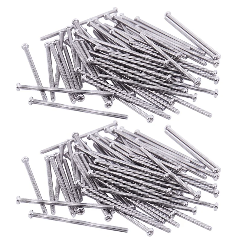 

120 X Silver Tone M2 X 40Mm 304 Stainless Steel Round Head Screws Bolt