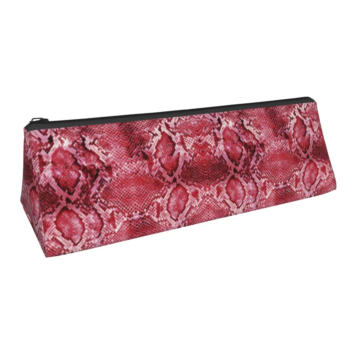 

Pink Snakeskin Triangle Pencil Case Animal Python Print Cool Pencil Box School For Child Zipper Pen Pouch