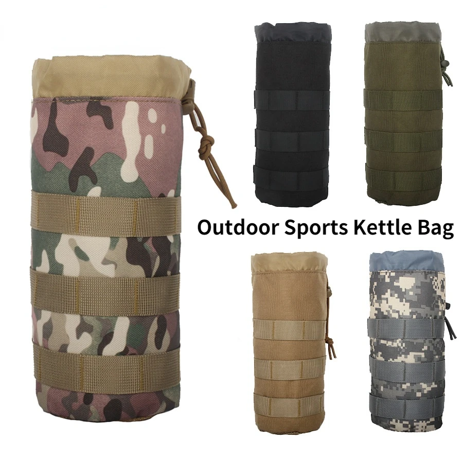 

1Pc Tactical Molle Water Bottle Bag Military Outdoor Camping Hiking Drawstring Water Bottle Holder Multifunction Bottle Pouch