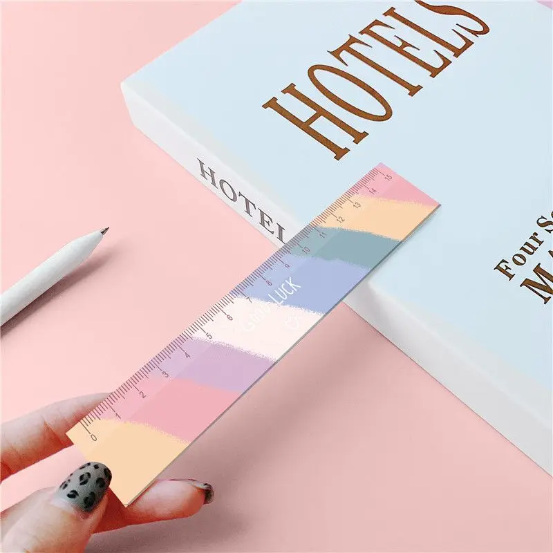 

Lucky Rainbow Graffiti Kawaii Premium Stationery Lightweight Straight Ruler School Supplies Office Accessories for Drafting