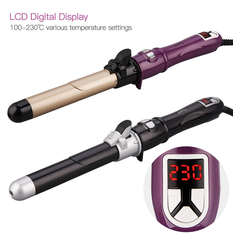 

Digital Auto Rotary Hair Curler Tourmaline Ceramic Rotating Roller Wavy Curl Magic Curling Wand Irons Fast Heating Styling