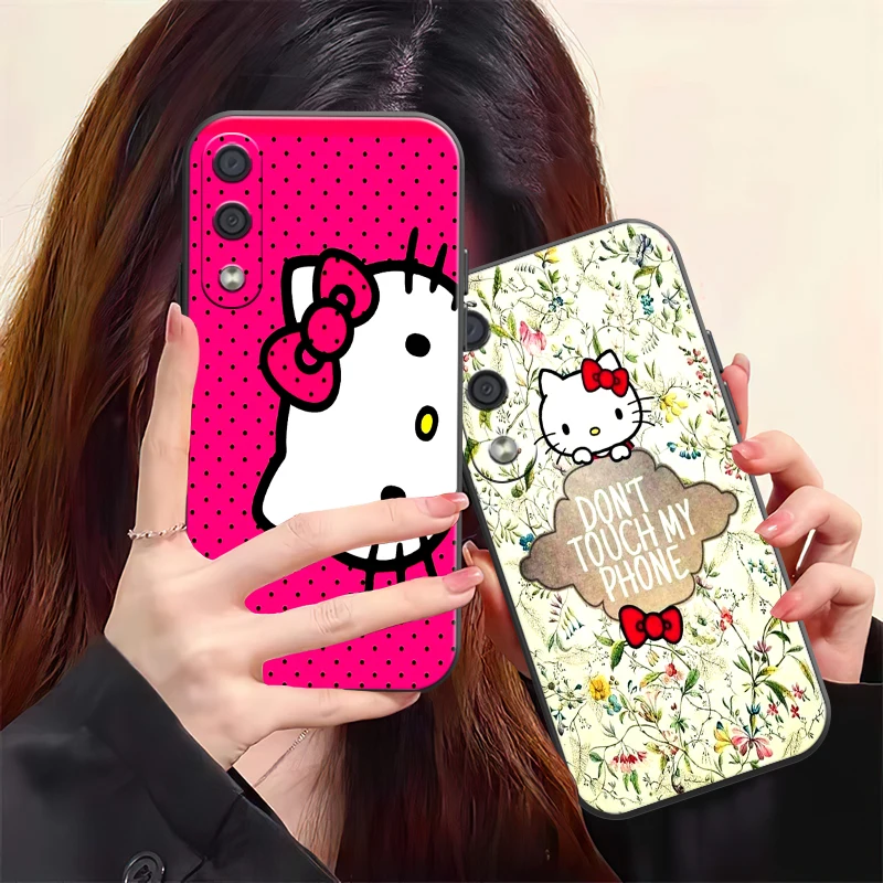 

Cute Hello Kitty Kromi Phone Case For Samsung Galaxy A01 A02 A10 A10S A20 A22 4G 4G 5G A31 Funda Liquid Silicon Black Soft