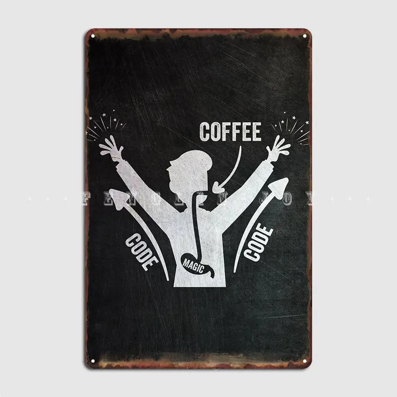 

Coffee And Coding Metal Plaque Poster Design Home Wall Decor Club Tin Sign Poster