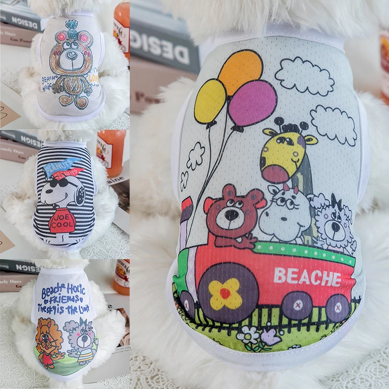 

Breathable Ice Silk Dog Clothes Summer Shirt Vest Lovely Cartoon Pets Clothes For Small Dogs Cats Puppy Chihuahua Yorkies Outfit