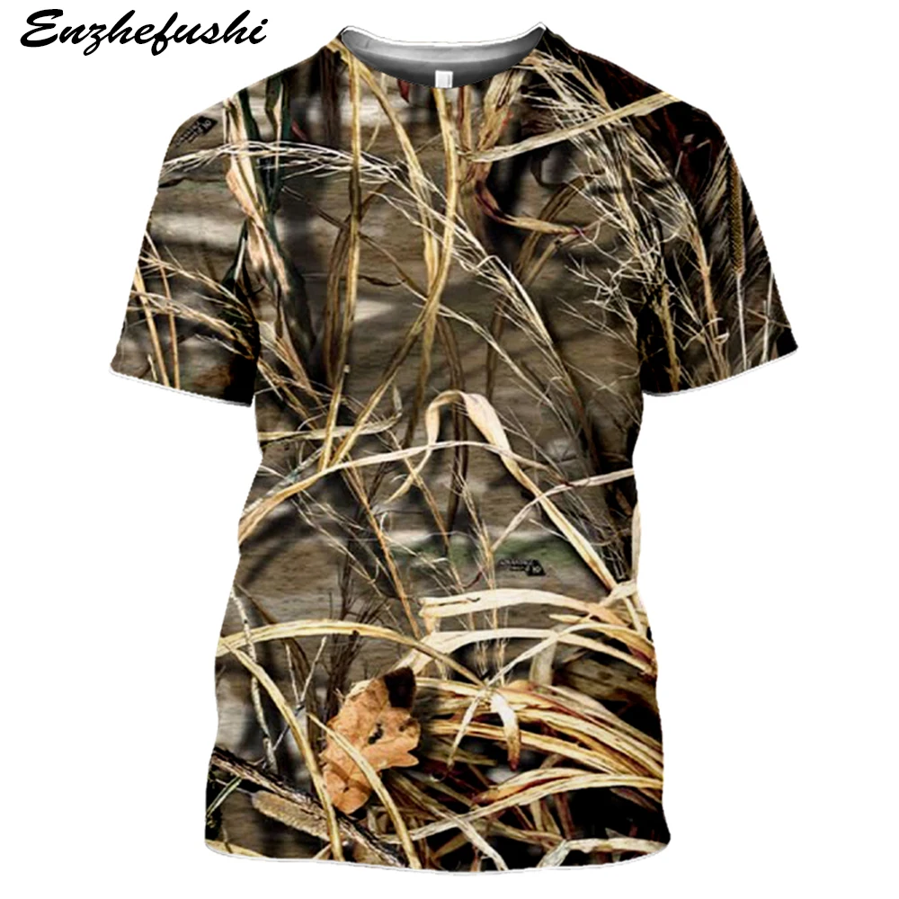 2022 Summer New Harajuku Outdoor Hunting Camouflage Men's Short Sleeve 3d Print Military Oversized T Shirt Sports Camp Gym Free