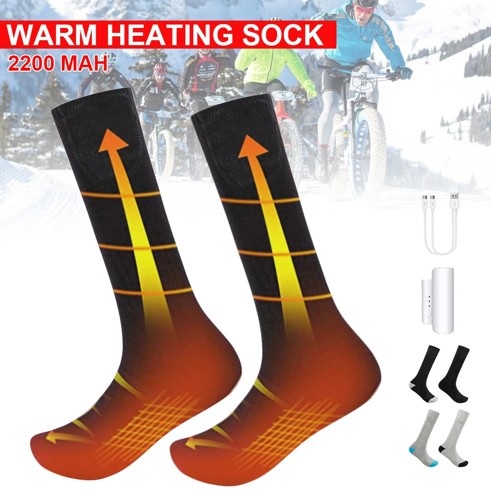 2200mAh Winter Electric Heated Socks Rechargeable Thermal Heating Foot Warmer Electric Socks with 3 Modes for Cycling Skiing