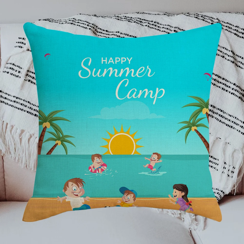 Наволочка для подушки Happy Summer Camp 45x45 см мультяшный детский пляжный Дорожный Чехол