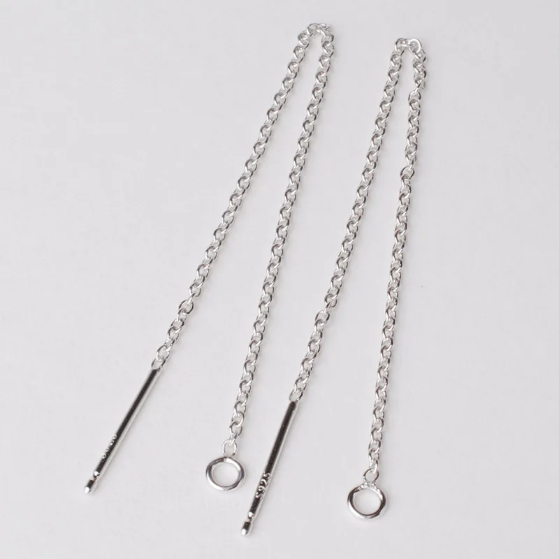 

solid 925 sterling silver ear thread, 1.2mm cable link chain earwire earrings with loop,wholesale