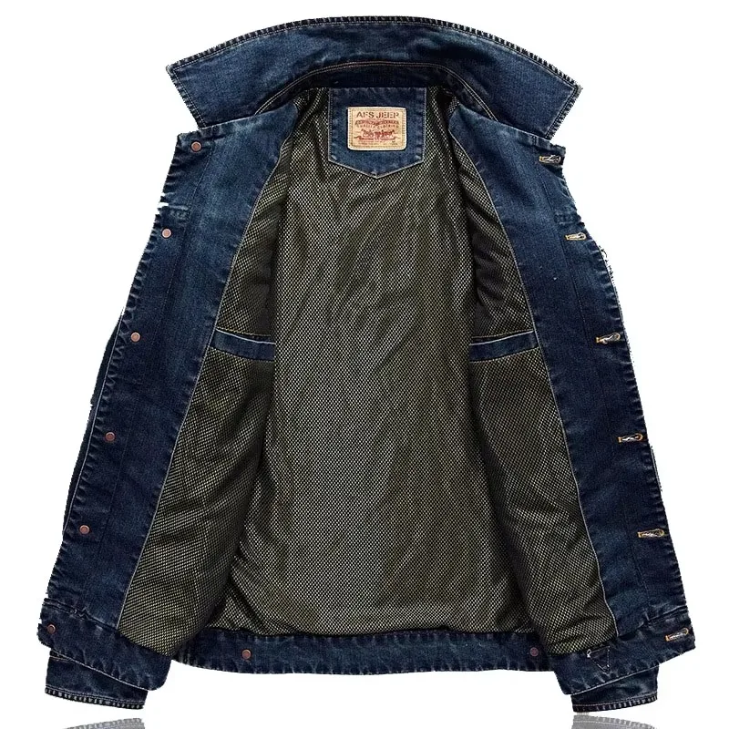 Мужская джинсовая куртка пальто осень-зима негабаритная повседневная в стиле