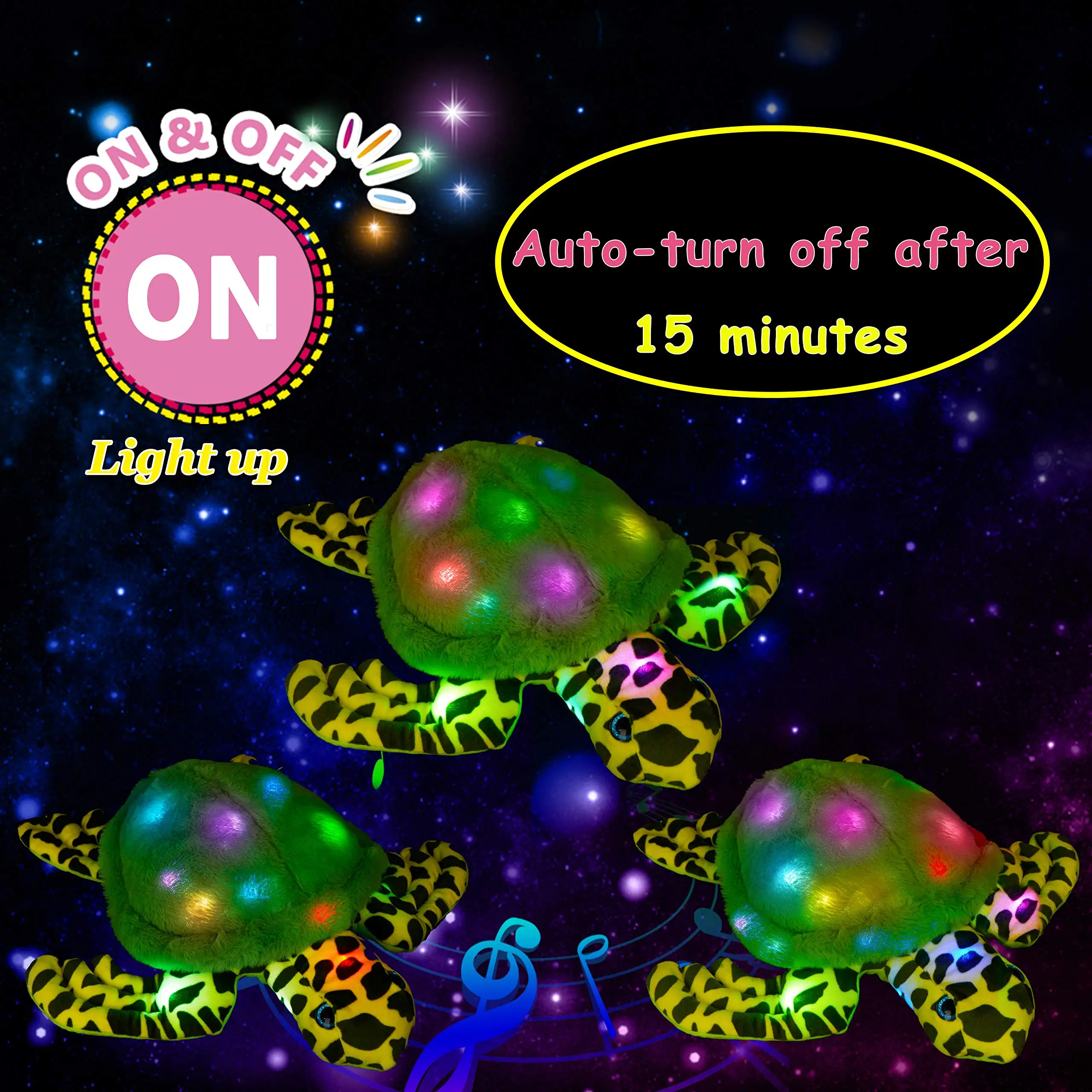 Светящиеся плюшевые игрушки черепахи 30 см