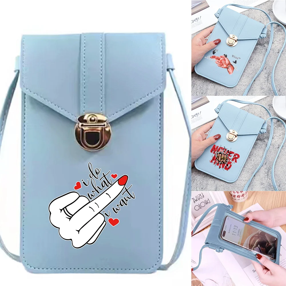 Купи Touch Screen Mobile Phone Bag for Iphone/huawei/xiaomi/samsung Universal Hand Print Cell Phone Case Women Shoulder Bags Wallet за 269 рублей в магазине AliExpress