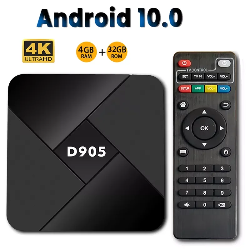 

NEW IN D905 Smart Set Top Box 4GB+32GB 4K TV Box 10 Media Player 2.4G Wifi Set Top Box With Remote Control TV Receivers