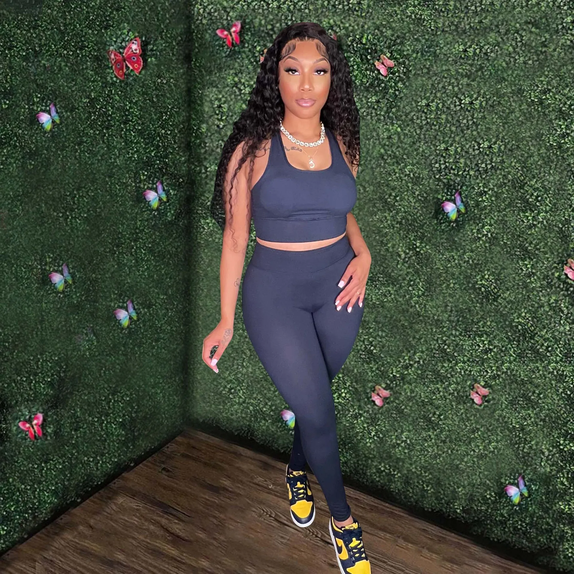 Женская одежда для йоги с логотипом на заказ брюки пикантный жилет спортивные