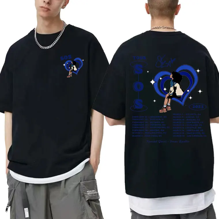 

Hot Sale New Singer SZA Music Album SOS Tour T-shirt Male Hip Hop Tshirt Men Women Fashion Cotton T Shirts Men's Oversized Tees