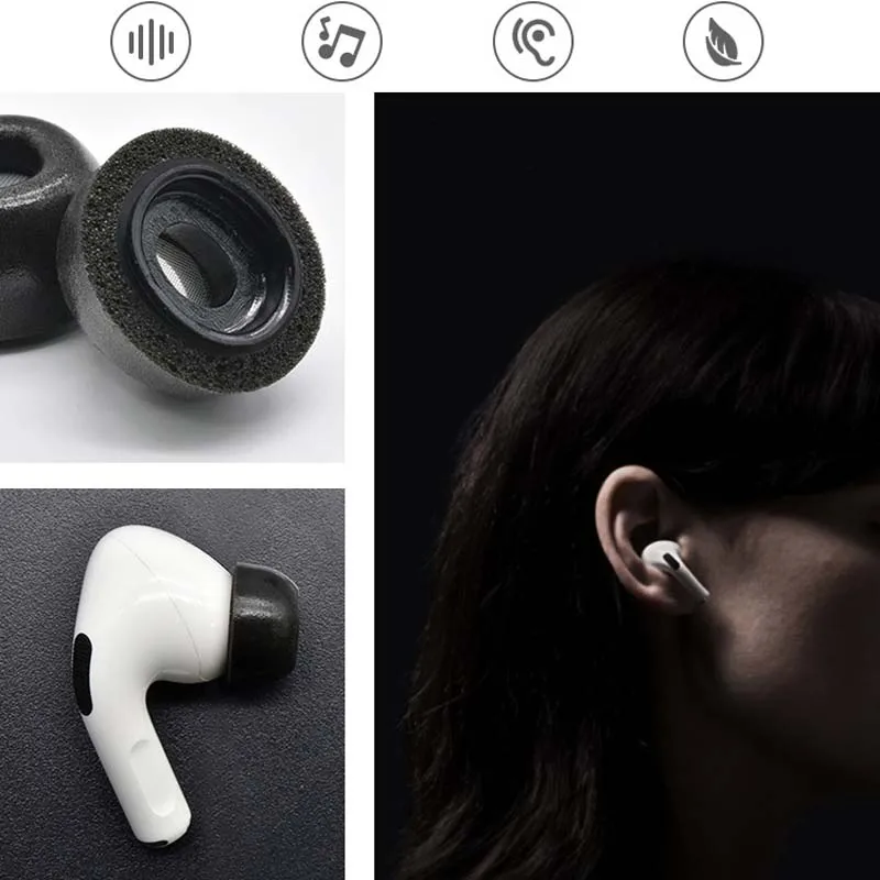 Фото Амбушюры из пены с эффектом памяти для Airpods Pro/Pro2, беспроводные Bluetooth наушники, чехлы для ушей, шапки, подушечки для наушников, вкладыши, 2 шт./пара №3