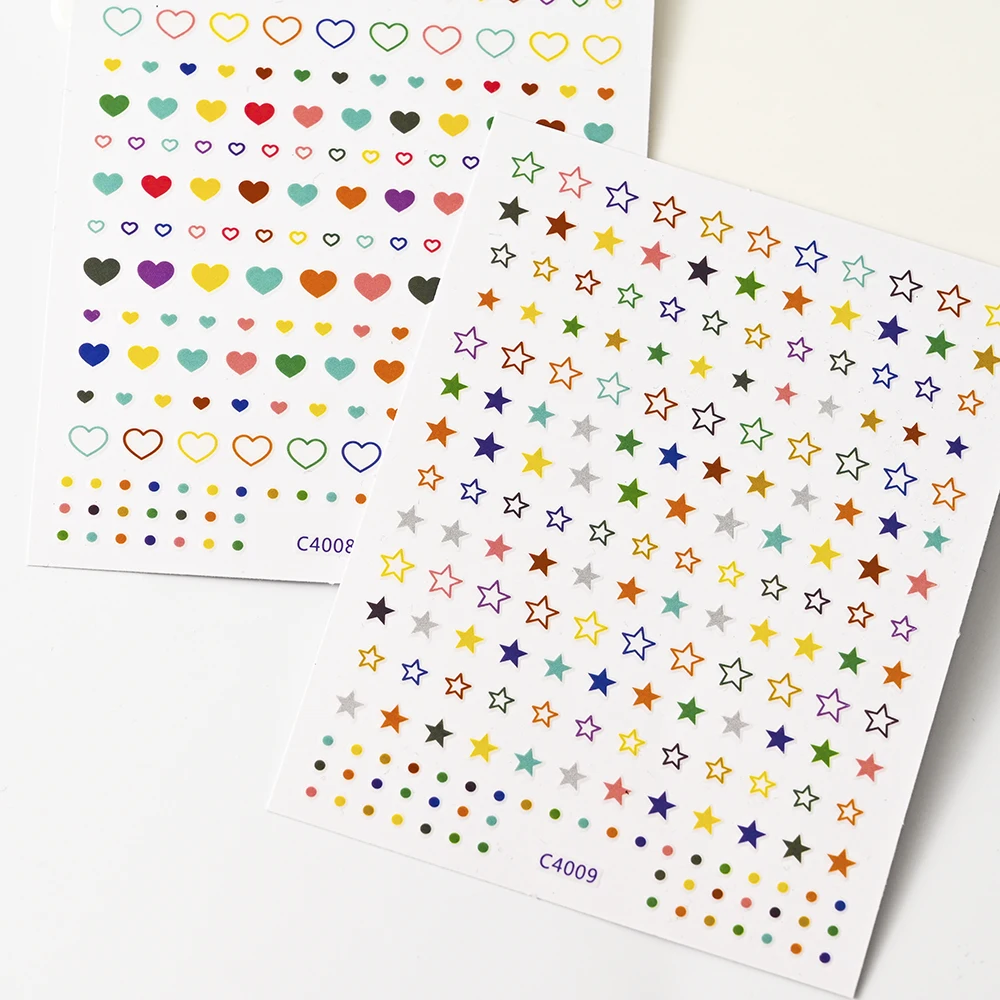 

1Pc Colored Love Heart Stars Nail Stickers Cartoon Animal Fruit Patterns Self-adhesive Sliders Decals DIY Nail Art Decoration #*