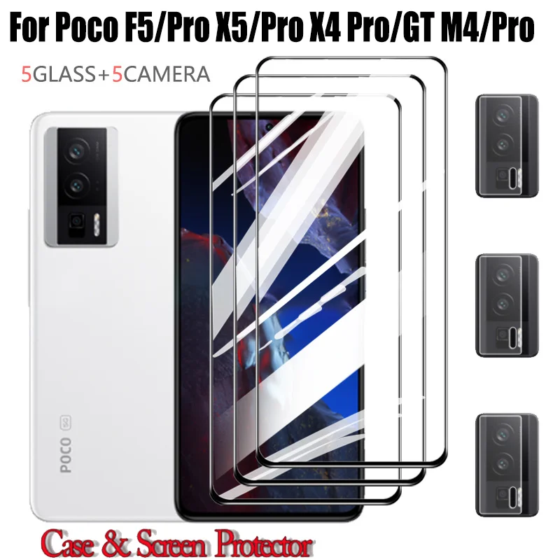 

poco f5 9H Glass for xiaomi poco f 5 pro cristal protector poco x5 x4 m4 pro protection case poko f5 shockproof cover pocof5 pro screen protector poco f5pro 5g version global pelicula accesorios poco f5 pro