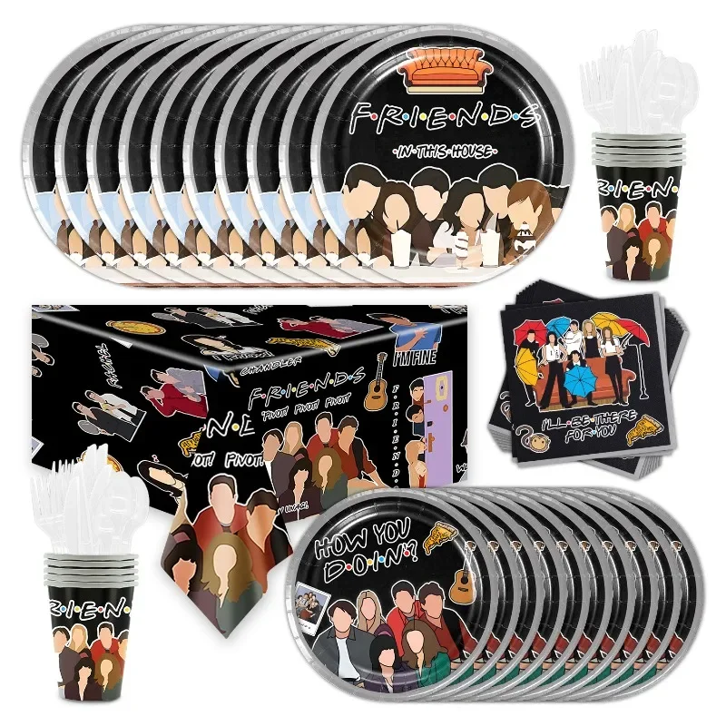 Тематические украшения для дня рождения друзей одноразовая посуда бумажные