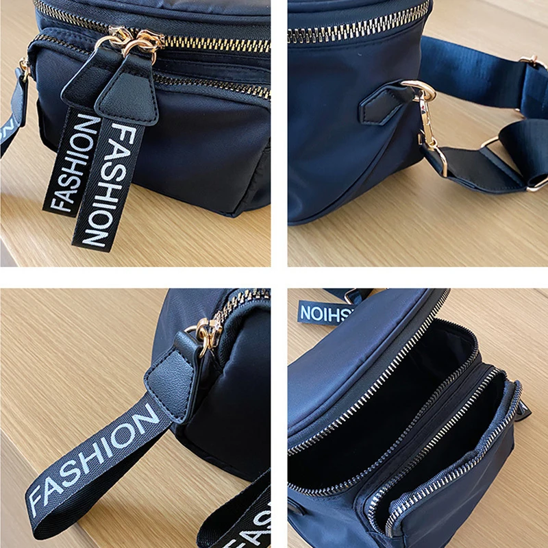 Nylon Messenger Crossbody Bag Cute Chic Women Shoulder Bag Zipper Large Capacity Shopper Bags Pure Color Casual Tote Outdoor Bag