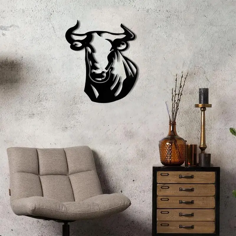 Металлический Настенный декор в виде быка металлическая настенная скульптура
