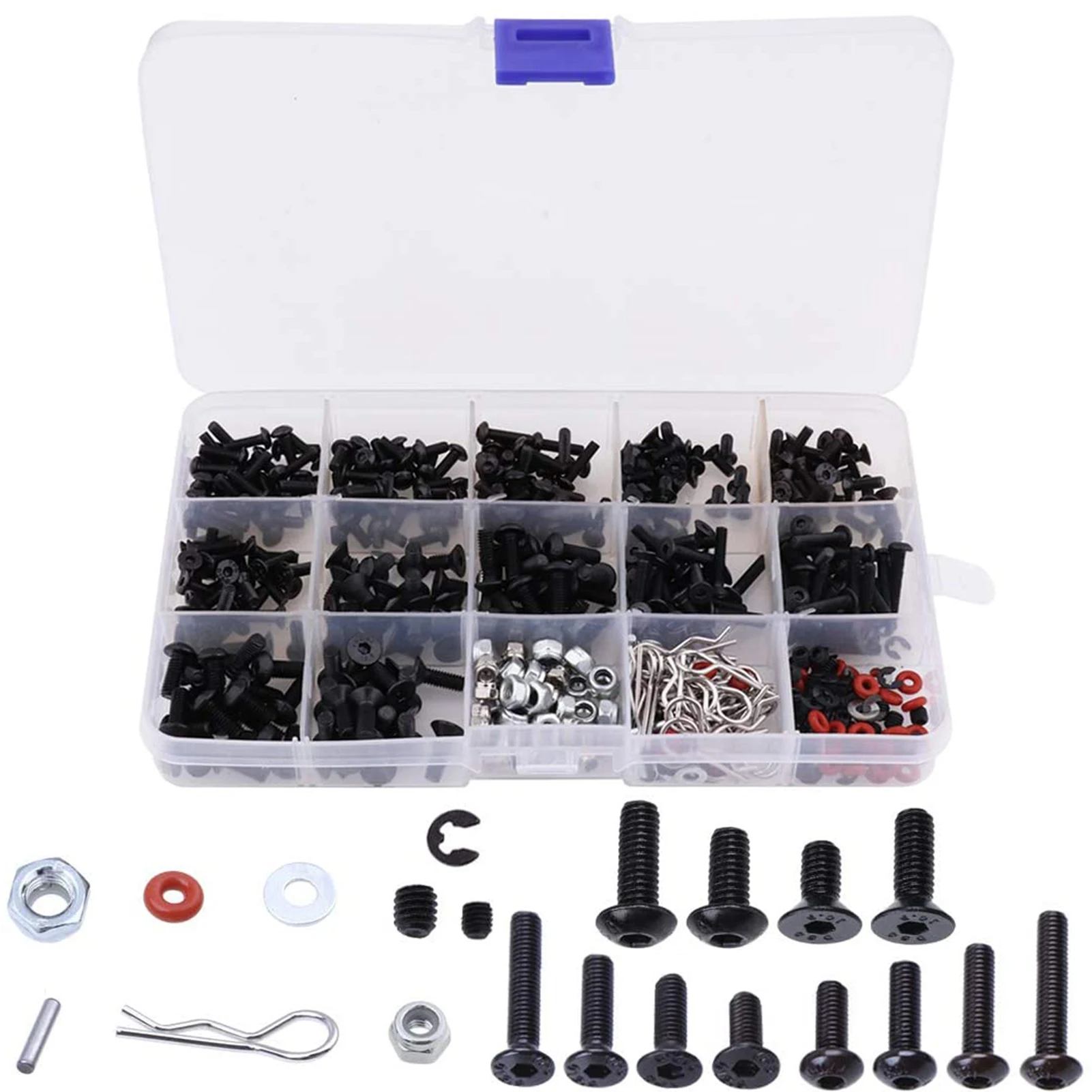 

500pcs Assortment Kit Set M3 M4 Stainless Steel Black Screw Set Flat Head hex drive Accessories for Repair HSP SCx10 TRX4 RC Car