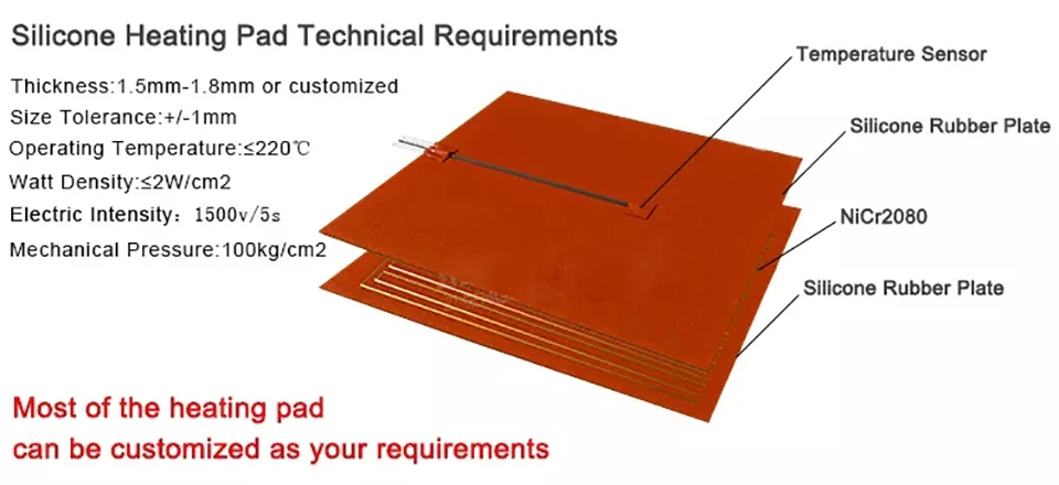 Улучшенная силиконовая резиновая нагревательная пластина 110 В 220 фотоклейкая NTC