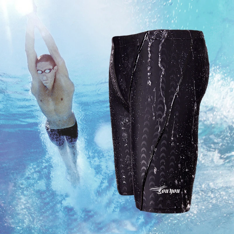 

Men Swimwear Skin Water Repellent Professional Competitive Swimming Trunks Brand Soild Jammer Swimsuit Pant Racing Briefs L-6XL