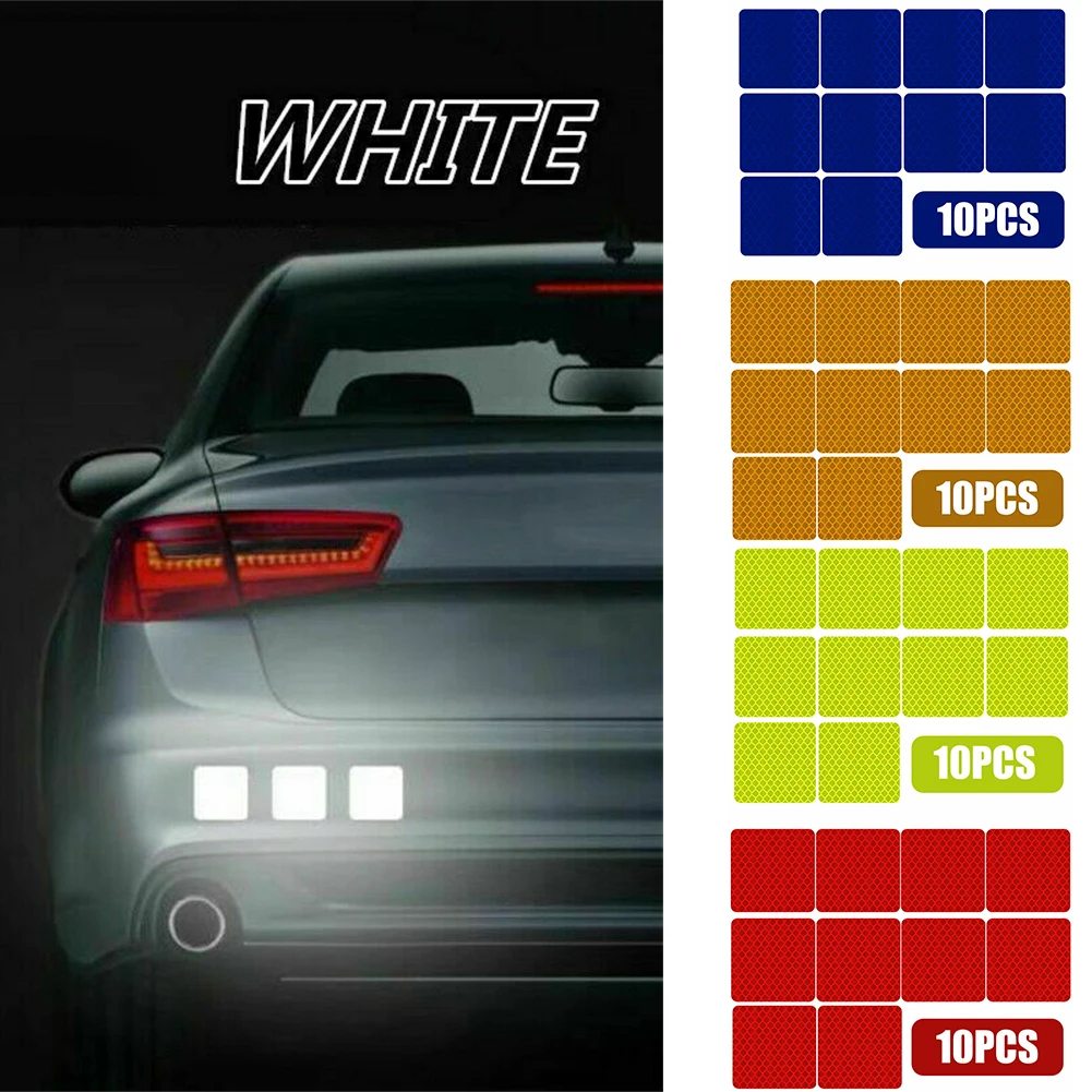 

Square Shape Reflective Reflector Sticker Self Adhesive Safety Warning Conspicuity Tape For Car Truck Motorcycle Trailer Mailbox