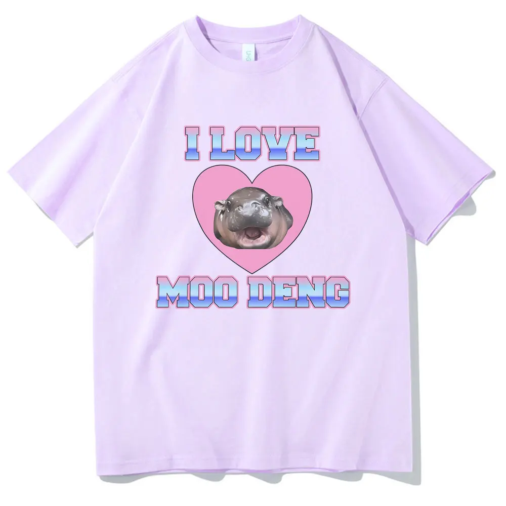 Футболки I Love Moo Deng Забавная детская футболка в стиле хиппота с мемом мужские и