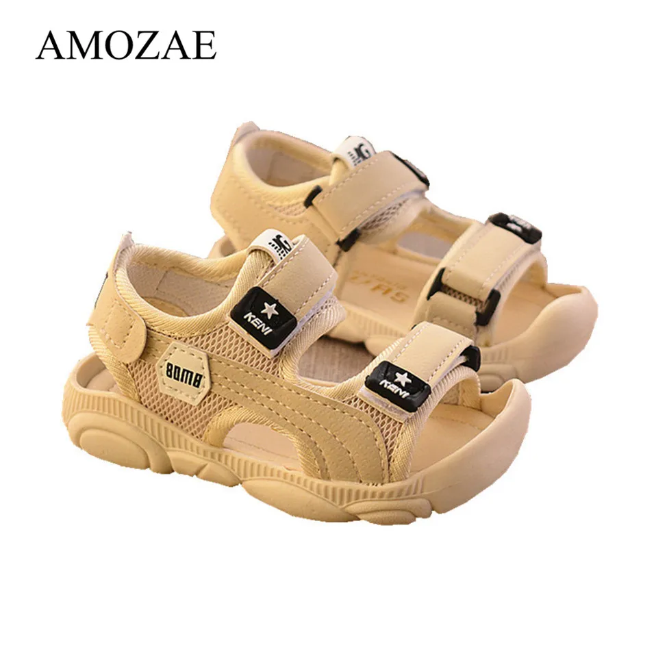 

2022 Kids Shoes 1 Pair Casual Children Kids Shoes Baby Boy Closed Toe Summer Beach Sandals Flat Breathable Beach Slip-On Shoes