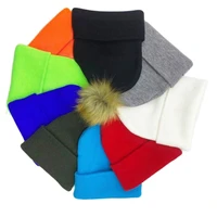 hanxi winter knitted female faux fur pom poms hat for women girl s hats knitted beanies cap hat thick women skullies beanies