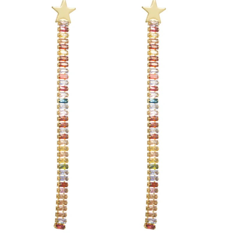 

Colored Zircon Geometric Long Drop Earrings for Woman Party Casual Jewelry