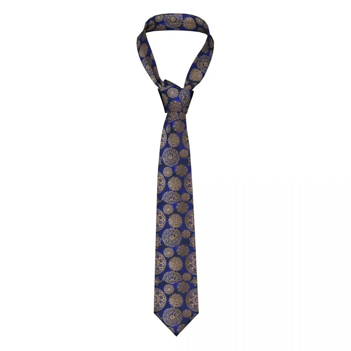 

Beautiful Mandala Pattern Tie Retro Blue Gold Bohemian 8CM Printed Neck Ties Accessories Formal Man Blouse Cravat
