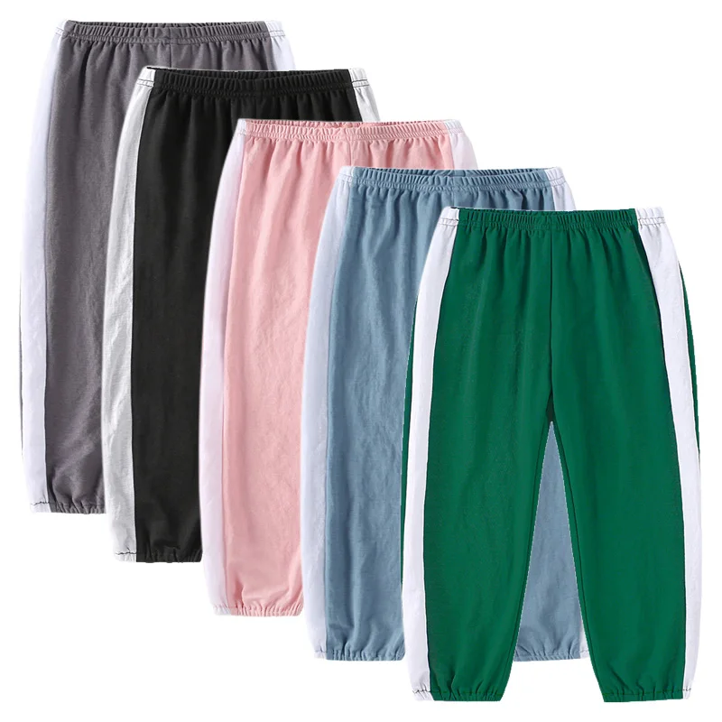

2023 Summer New Side Stripe Pant for Boys Girls Sports Pants Ice Silk Soft Bloomers Children's Trousers Kids Clothes