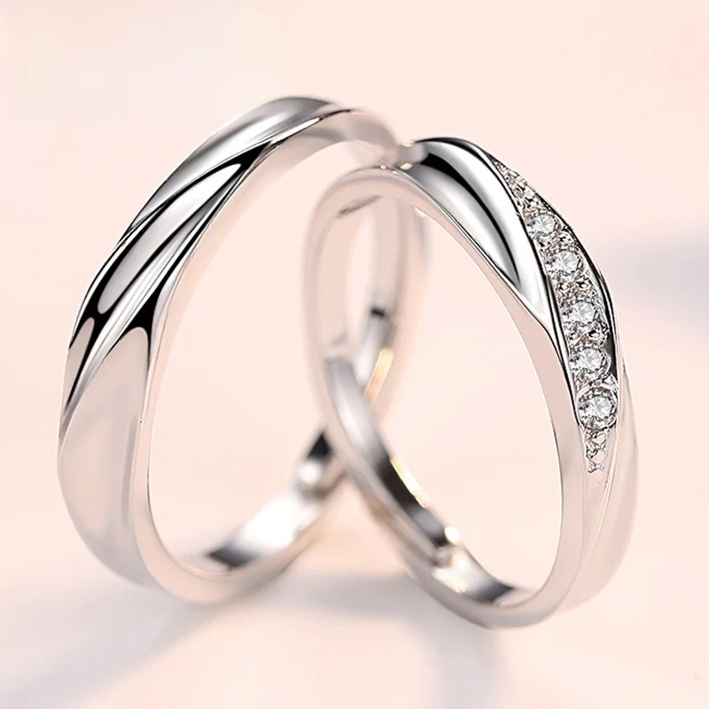 Кольцо для пары из стерлингового серебра 925 открытое изящное кольцо мужчин и