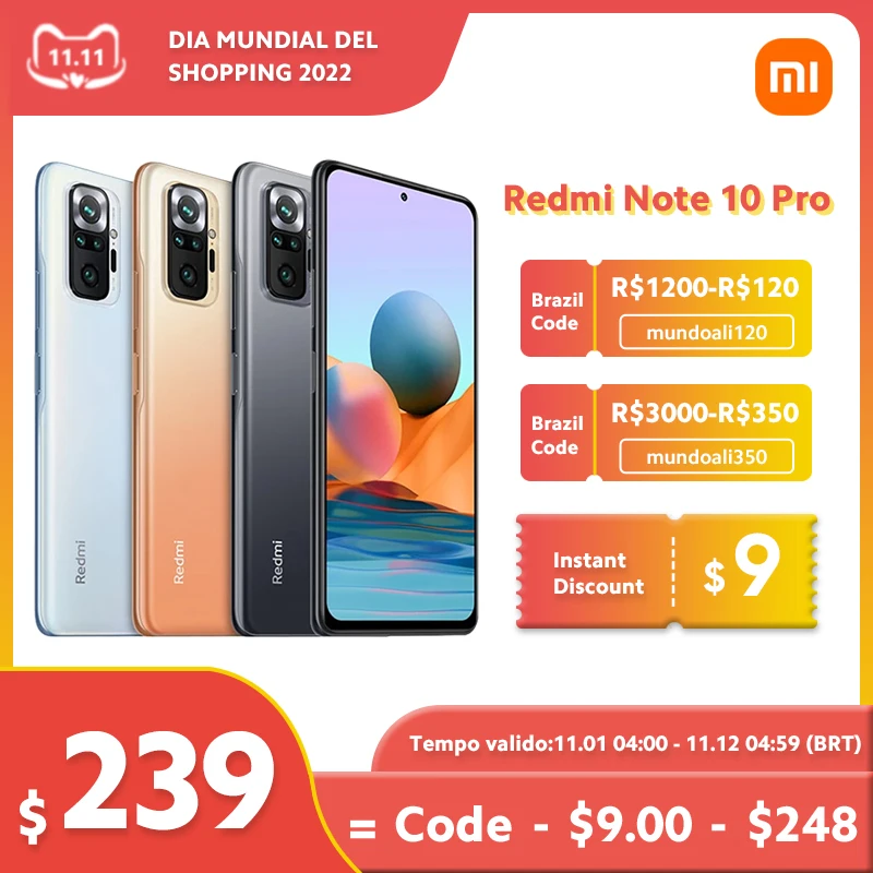 

Global Version Xiaomi Redmi Note 10 Pro Smartphone Snapdragon 732G 120Hz 108MP Camera 6.67" AMOLED Display 5020mAh Battery