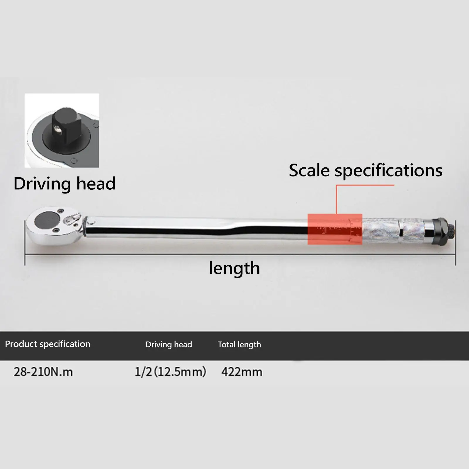 Динамометрический ключ 1/2 дюйма 28-16 6 нм