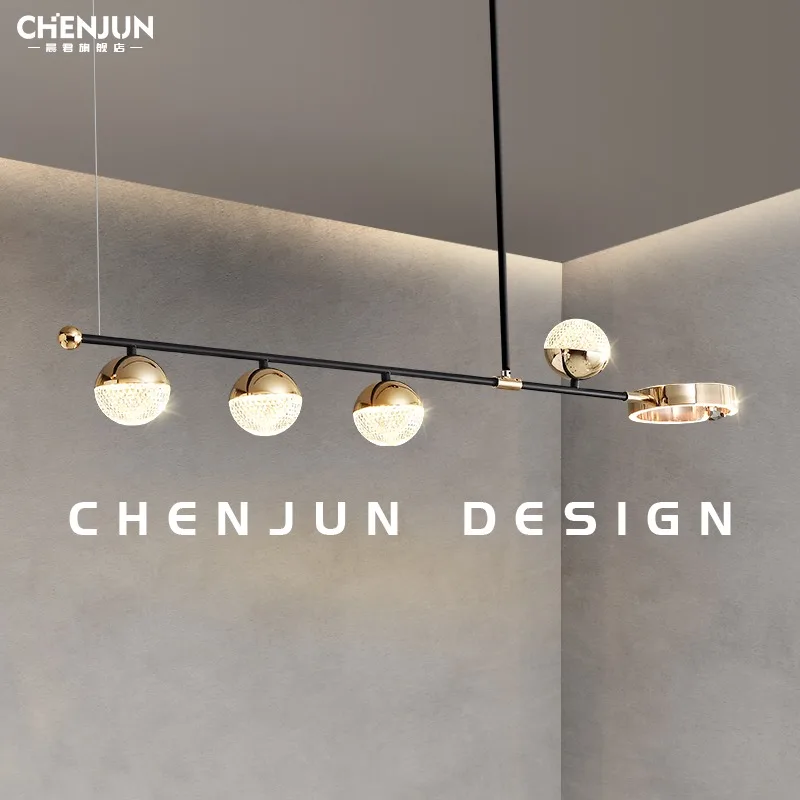 

Light Luxury Dining-Room Lamp Chandelier Simple Modern High-End Fashion Nordic Long New Dining Table LED Lighting Designer