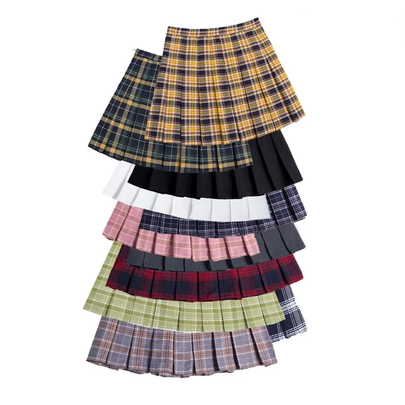 

Plaid Skirt High Waist Women Pleated Skirts Korean Fashion Slim Waist Sweet Girls Dance Casual A-Line Ladies Short Mini Skirts