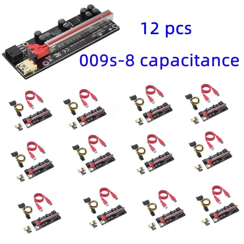 12 pcs Ver 009s Plus USB 3.0 PCI-E Adapter 009Express 1x 4x 16x Graphics Card Adapter SATA 15 Pin to 6 Pin Power Expansion Cable