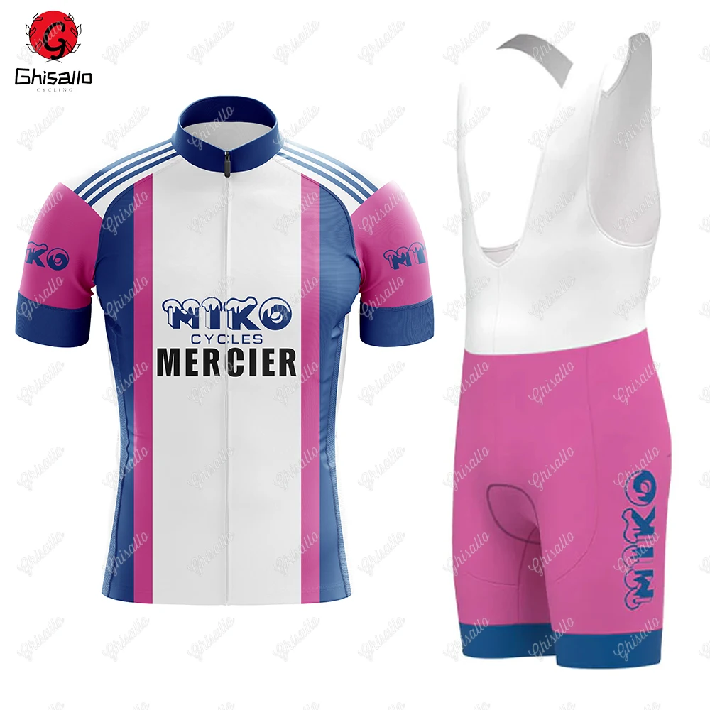 Розовый трикотаж Retro Team для велоспорта мужчин с коротким рукавом шорты
