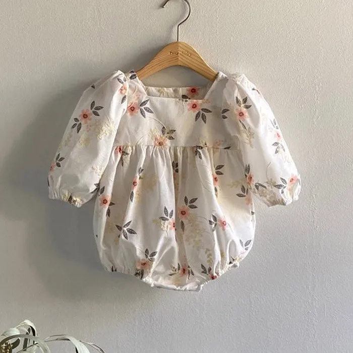 

KOKI 2022 Baby Romper Floral Long Sleeve Spring Autumn Cute Lovely Infant Newborn Bodysuit Girl Clothing Outfit Princess Korean