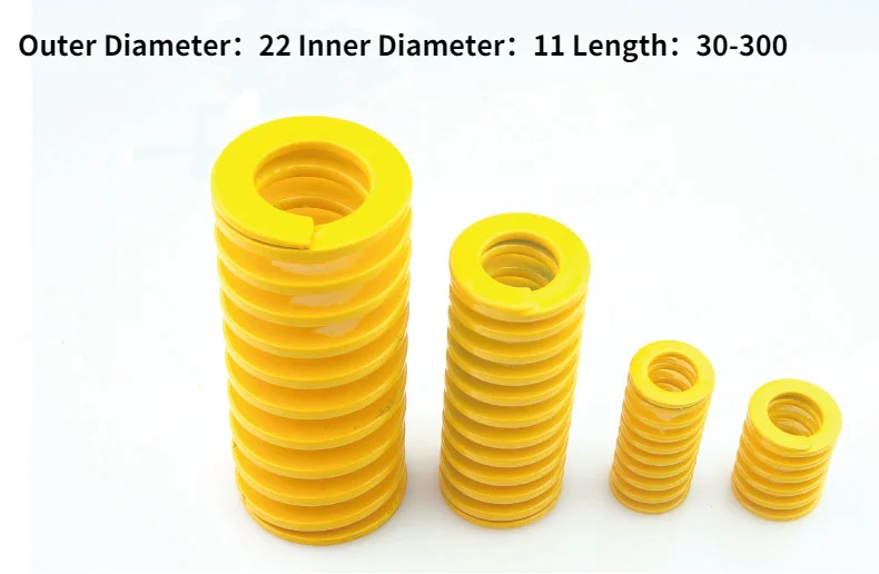 

Наружный диаметр: 22 Внутренний диаметр: 11 длина: 30-300 желтая пружина, прямоугольная пружина из стали TF, легкий и маленький внешний диаметр наг...
