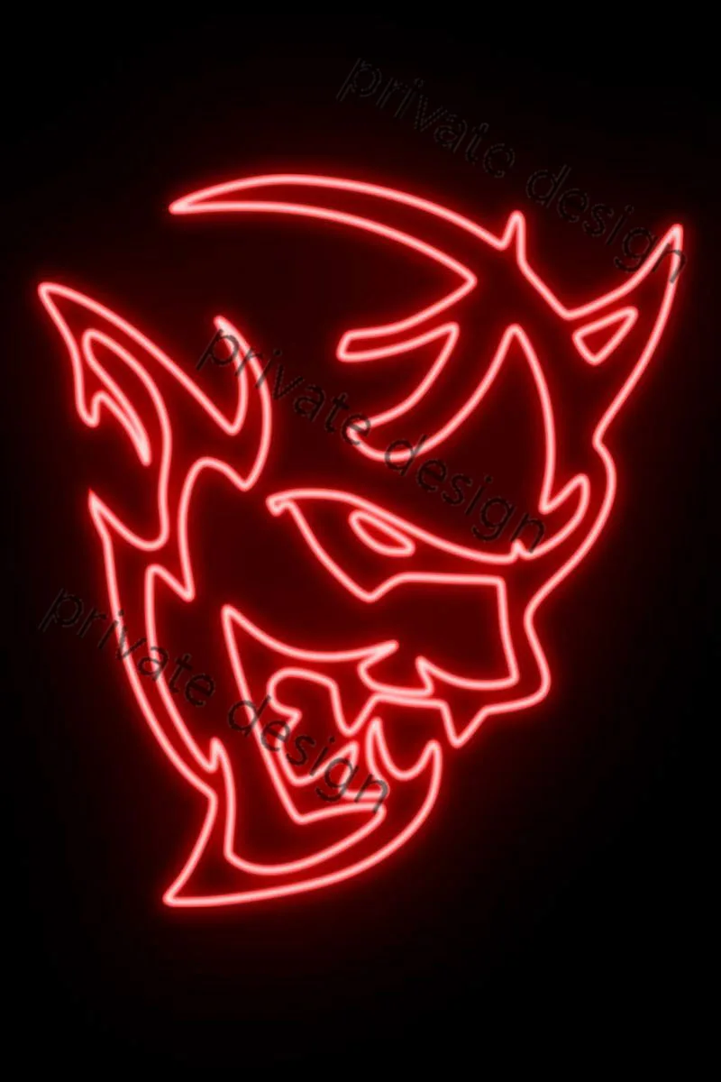 

Неоновая вывеска с демоном, жестяная вывеска, декор комнаты, эстетическая Ретро винтажная металлическая вывеска, неоновая вывеска для иску...