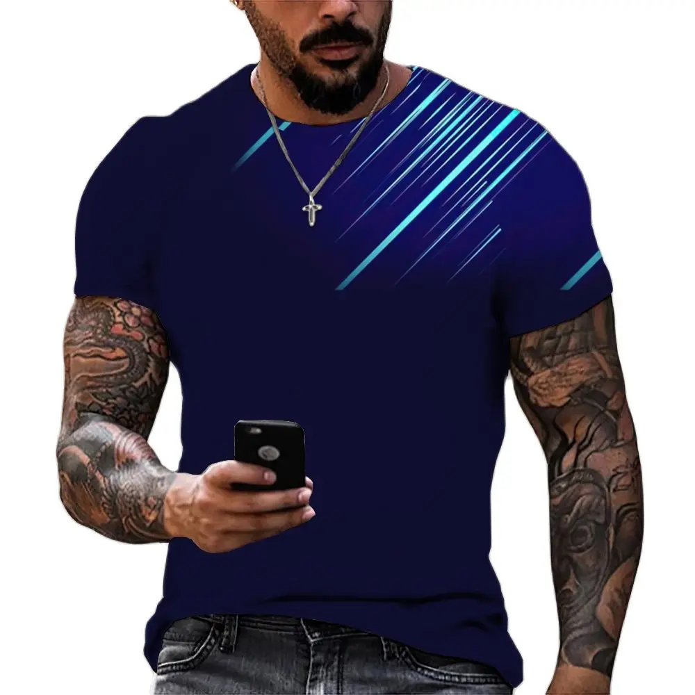 

Футболка мужская с круглым вырезом, Повседневная рубашка в полоску, с 3D принтом, с коротким рукавом, дышащая, в стиле Харадзюку, на лето