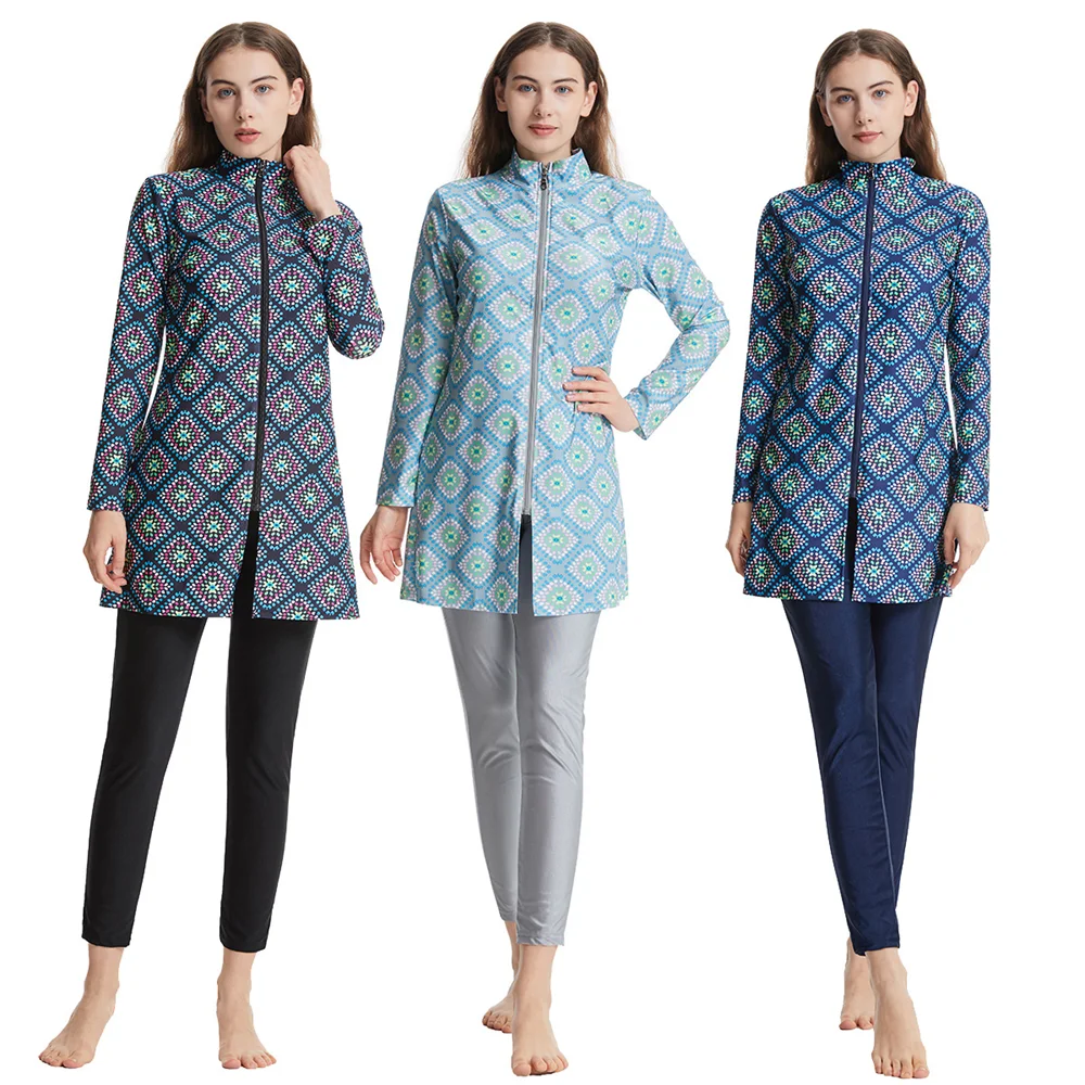 Islamic Modest Burkini Muslim Swimsuit Women Swimwear Hijab Long Sleeve Sport 3 Pcs Bathing Suit