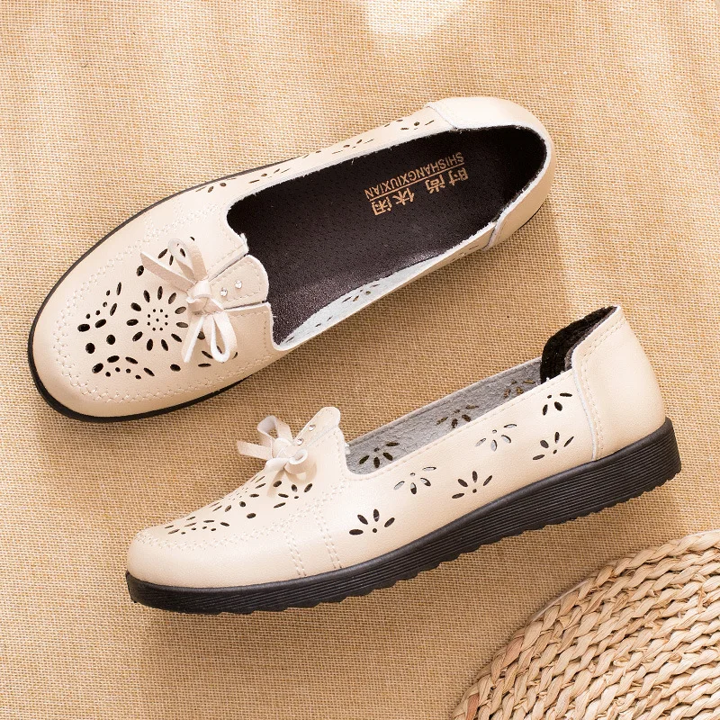 Black Ballet Flats Shoes Breathable Women Leisure Soft Soles Comfortable Moccasins Woman  Outdoor Mom Light Non-slip Flats Shoes