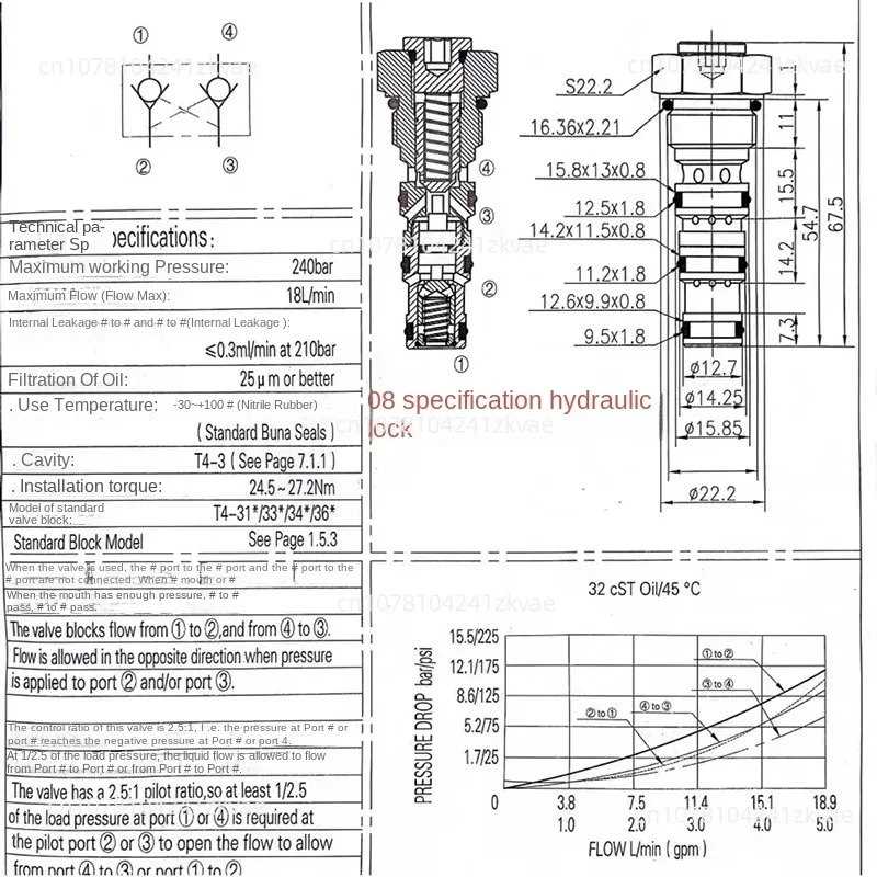 Гидравлический двухсторонний гидравлический контрольный клапан