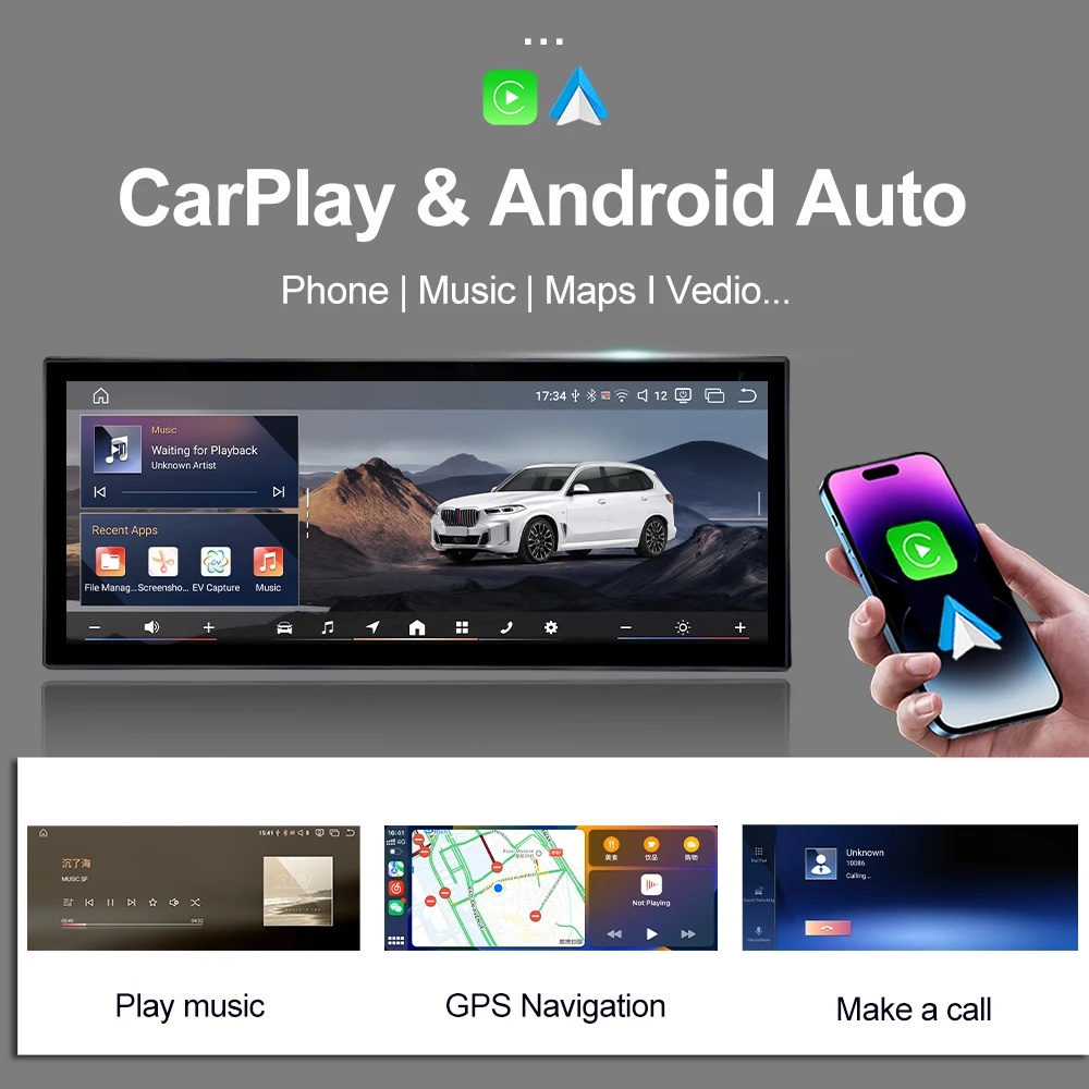 Фото Android 15 для BMW 3 серии E90 E91 E92 325i 320i 318i 2006-2011: автомагнитола с Carplay, DSP, навигацией GPS и мультимедийным плеером №3