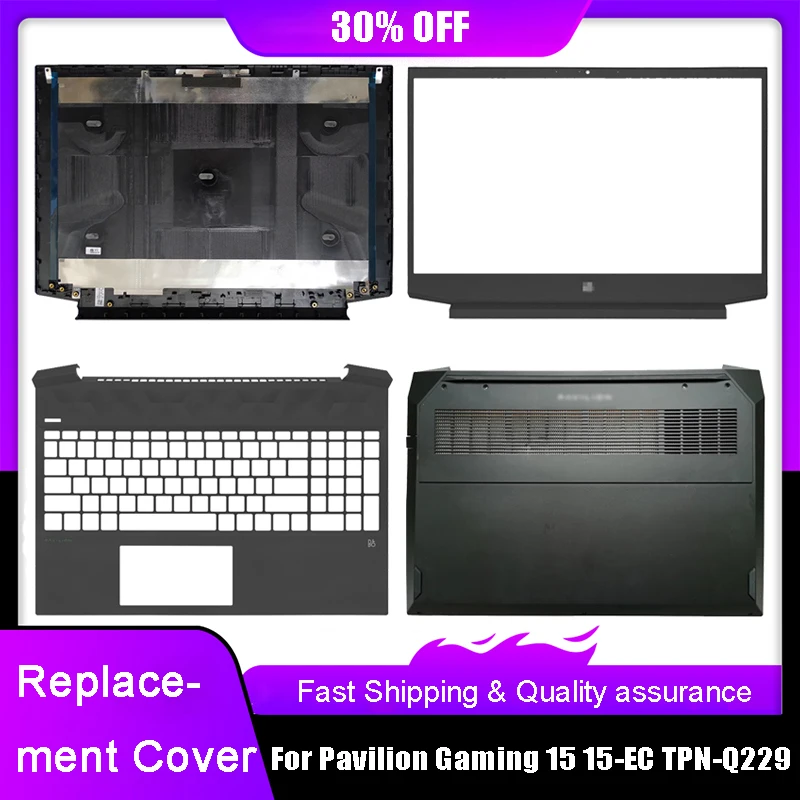 

NEW Laptop LCD Back Cover For HP Pavilion Gaming 15 15-EC TPN-Q229 Series Front Bezel Palmrest Upper Bottom Case Rear Lid Black
